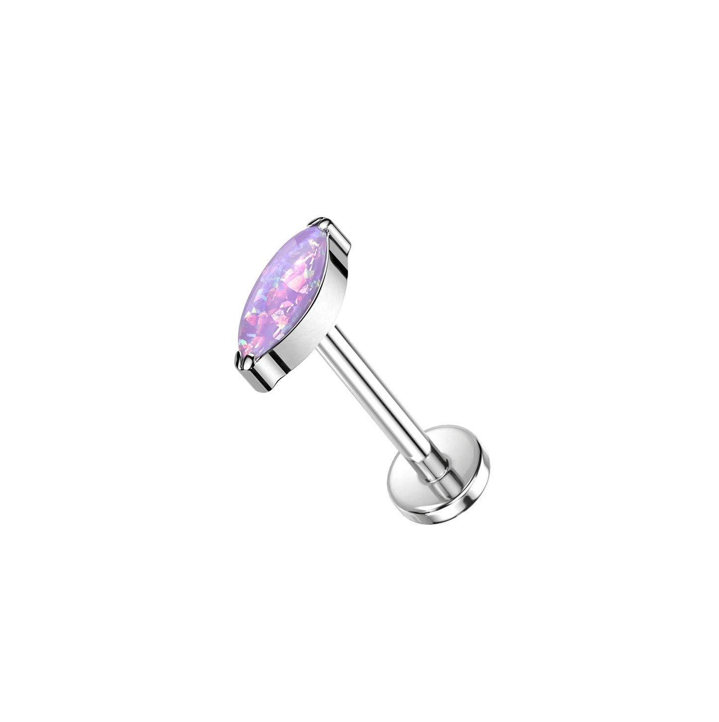 ✨ Titanium Marquise Opal Top Threadless Labret Bar