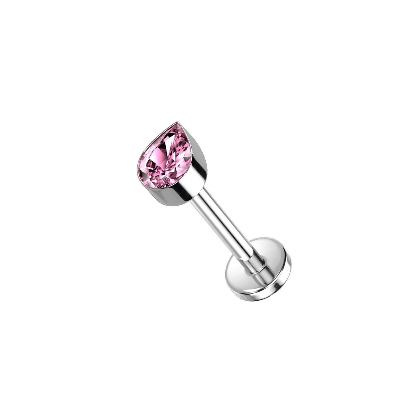 ✨ Titanium Teardrop CZ Top Threadless Labret Bar