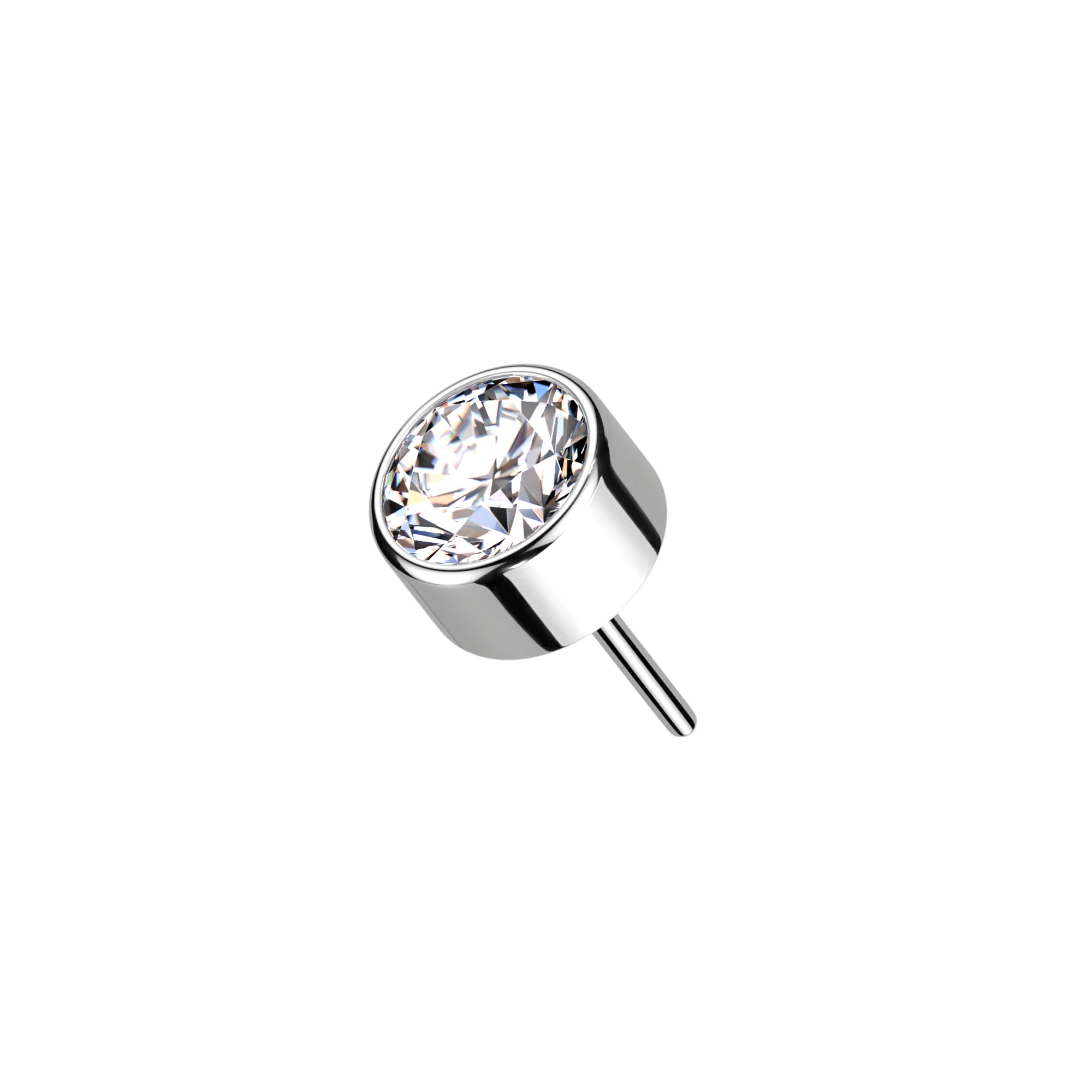Bezel Less. Top Titanium Round CZ Wide Bezel Threadless Top | Vital Piercing