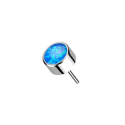 Titanium Round Opal Wide Bezel Threadless Top