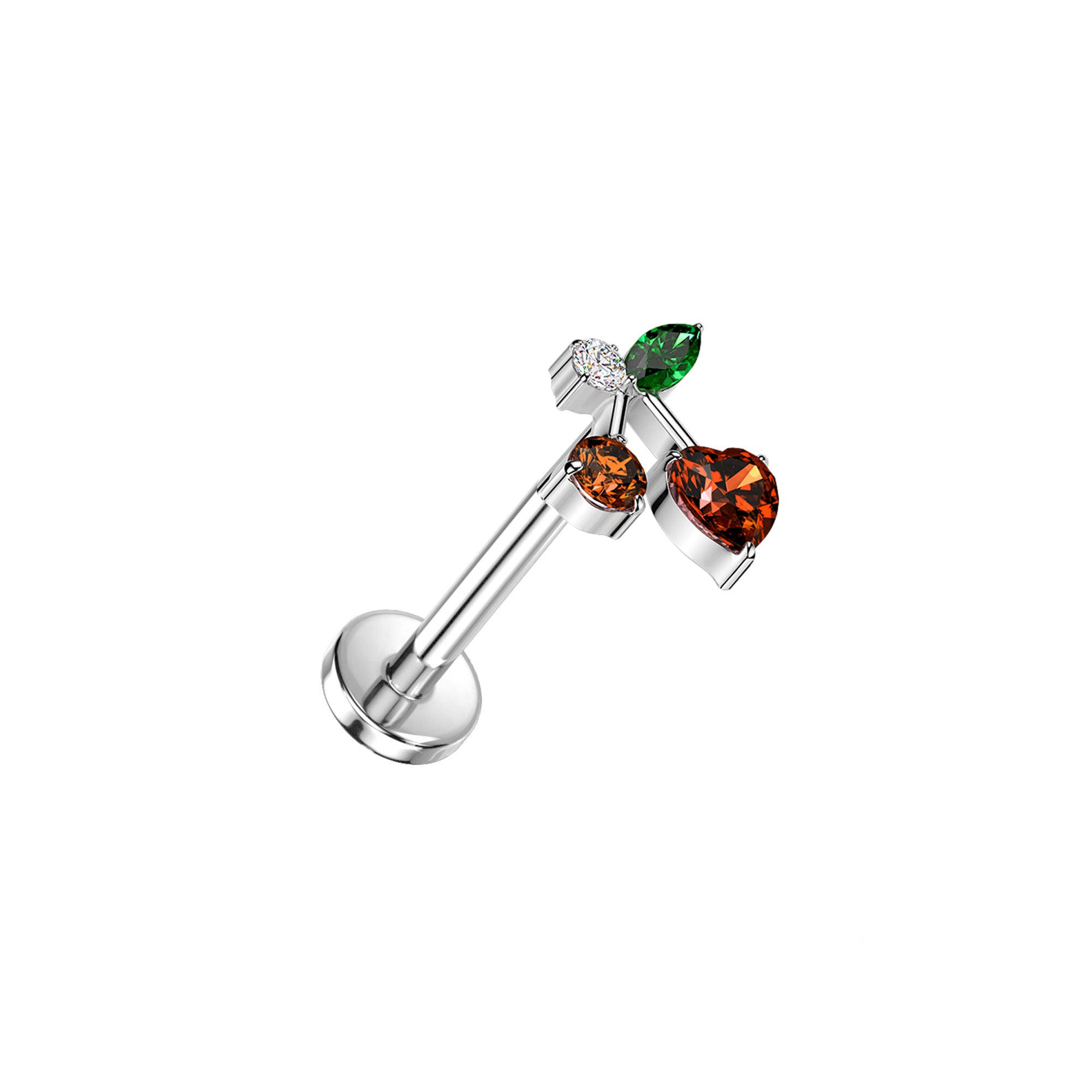 Titanium CZ Cherry Threadless Labret Stud 16G 18G 20G | Vital Piercing