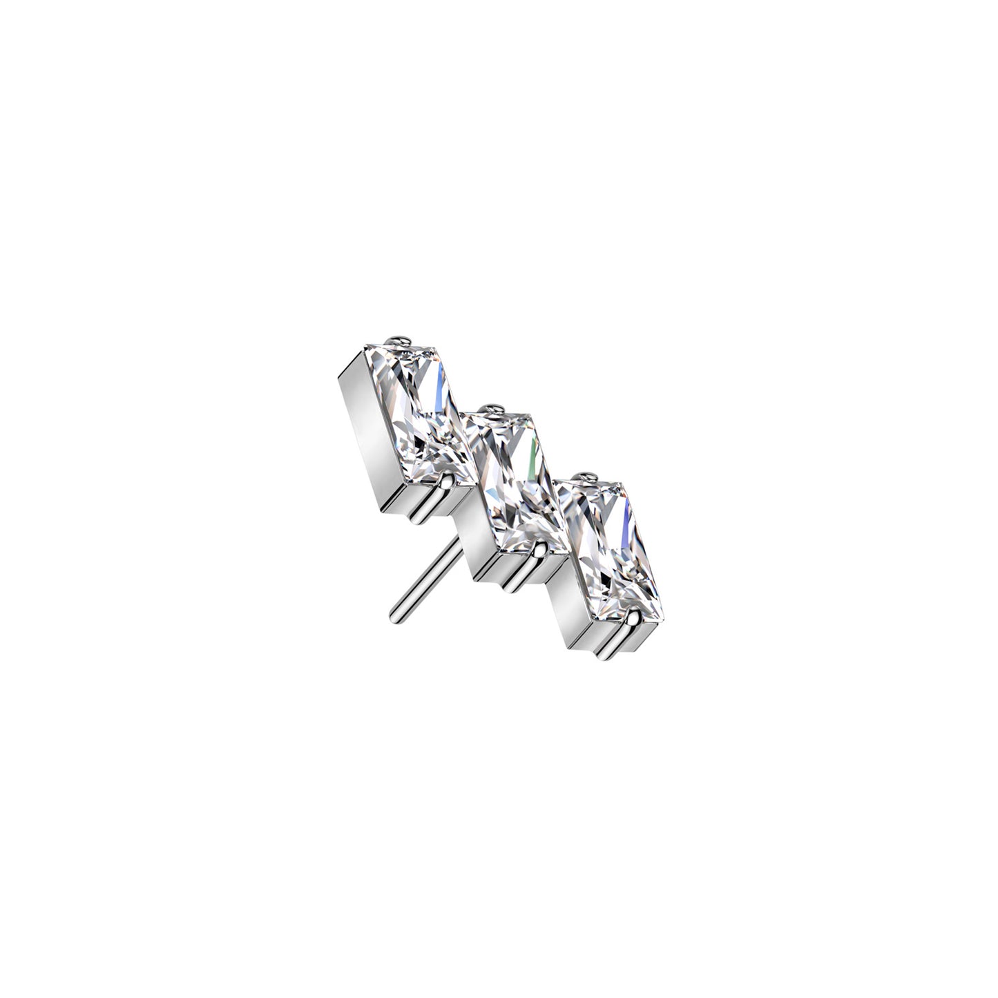 Titanium 3-CZ Baguette Threadless Top
