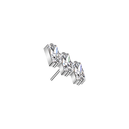 Titanium 3-CZ Baguette Threadless Top