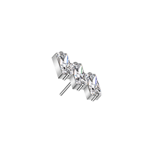 Titanium 3-CZ Baguette Threadless Top