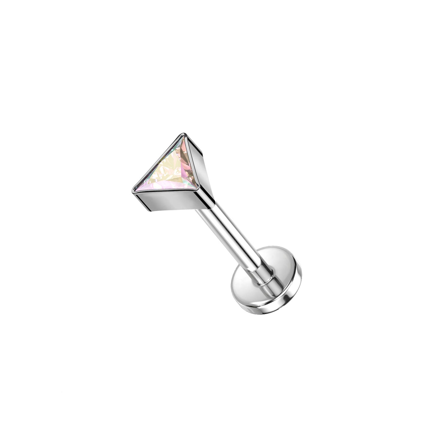 ✨ Titanium Triangle CZ Top Threadless Labret Bar