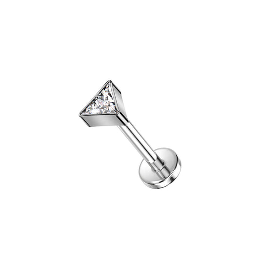 ✨ Titanium Triangle CZ Top Threadless Labret Bar