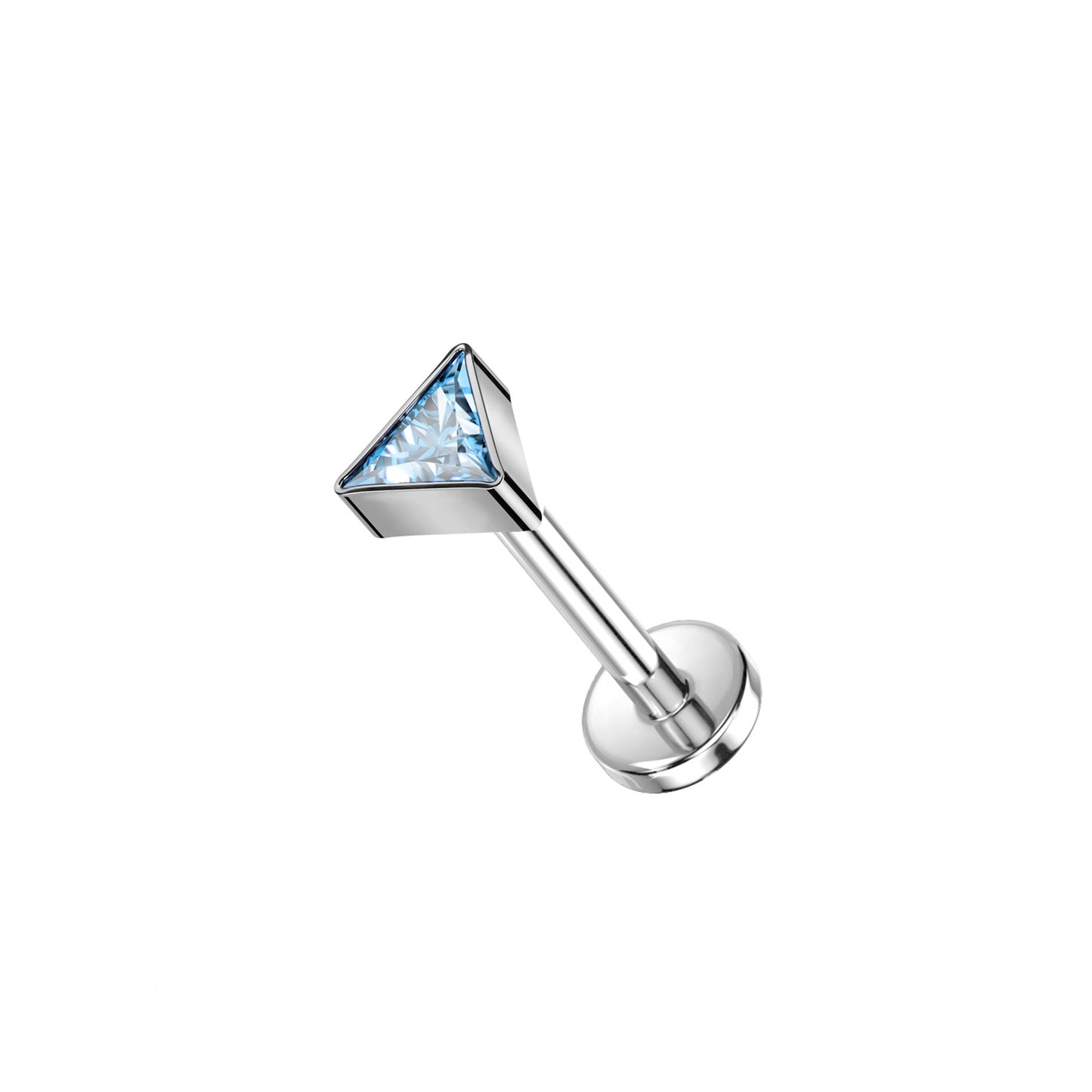 ✨ Titanium Triangle CZ Top Threadless Labret Bar