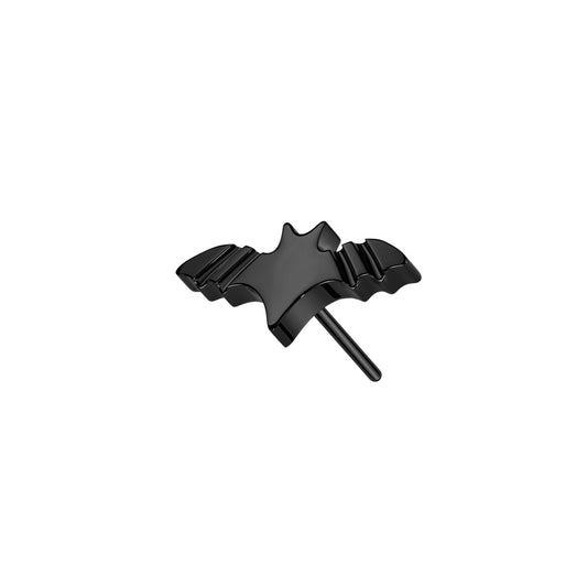 Titanium bat threadless top for helix cartilage ear piercing