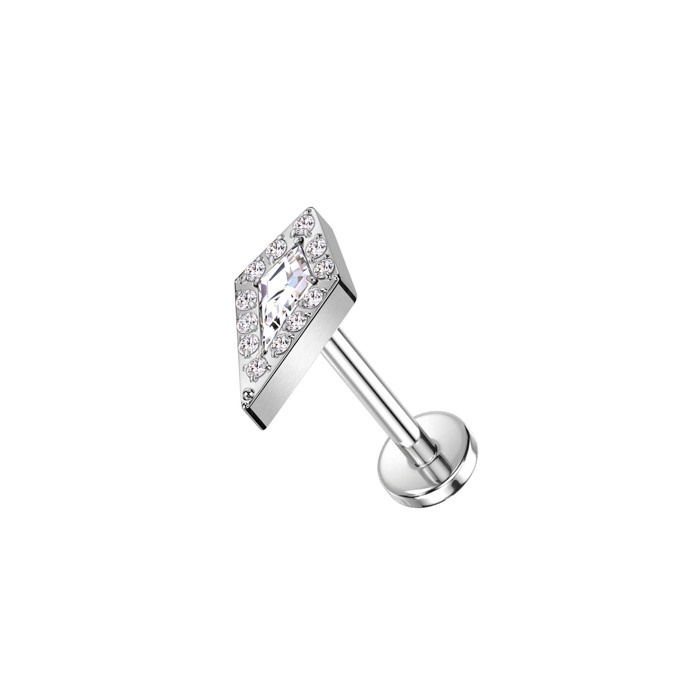 ✨ Titanium Spear CZ Top Threadless Labret Bar