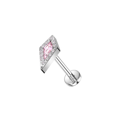 ✨ Titanium Spear CZ Top Threadless Labret Bar