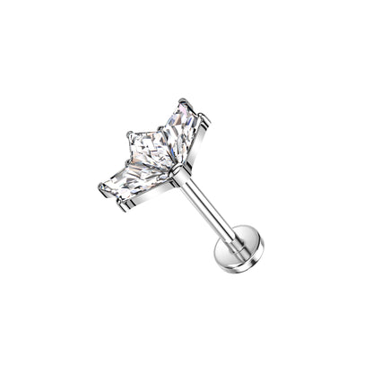 ✨ Titanium Triple-CZ Top Threadless Labret Bar