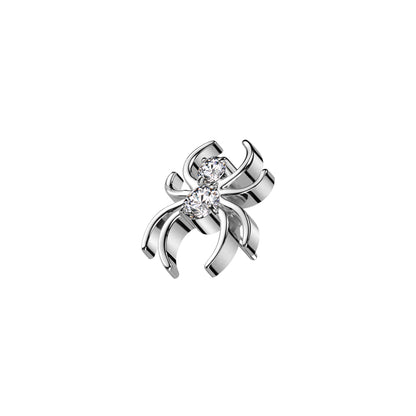 Titanium spider CZ threadless top for helix cartilage ear piercing