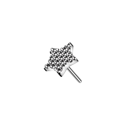 Titanium star threadless top for nose helix cartilage ear piercing