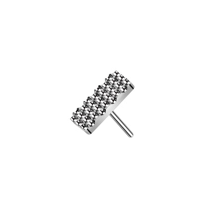 Titanium rectangle threadless top for helix cartilage ear piercing