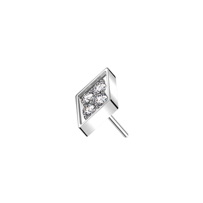 Titanium threadless diamond-cut CZ kite shape top brilliant