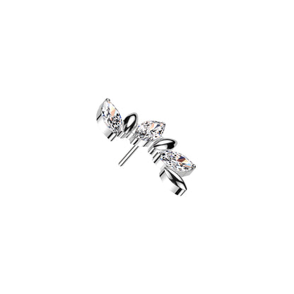 Titanium Triple Marquise CZ Threadless Top