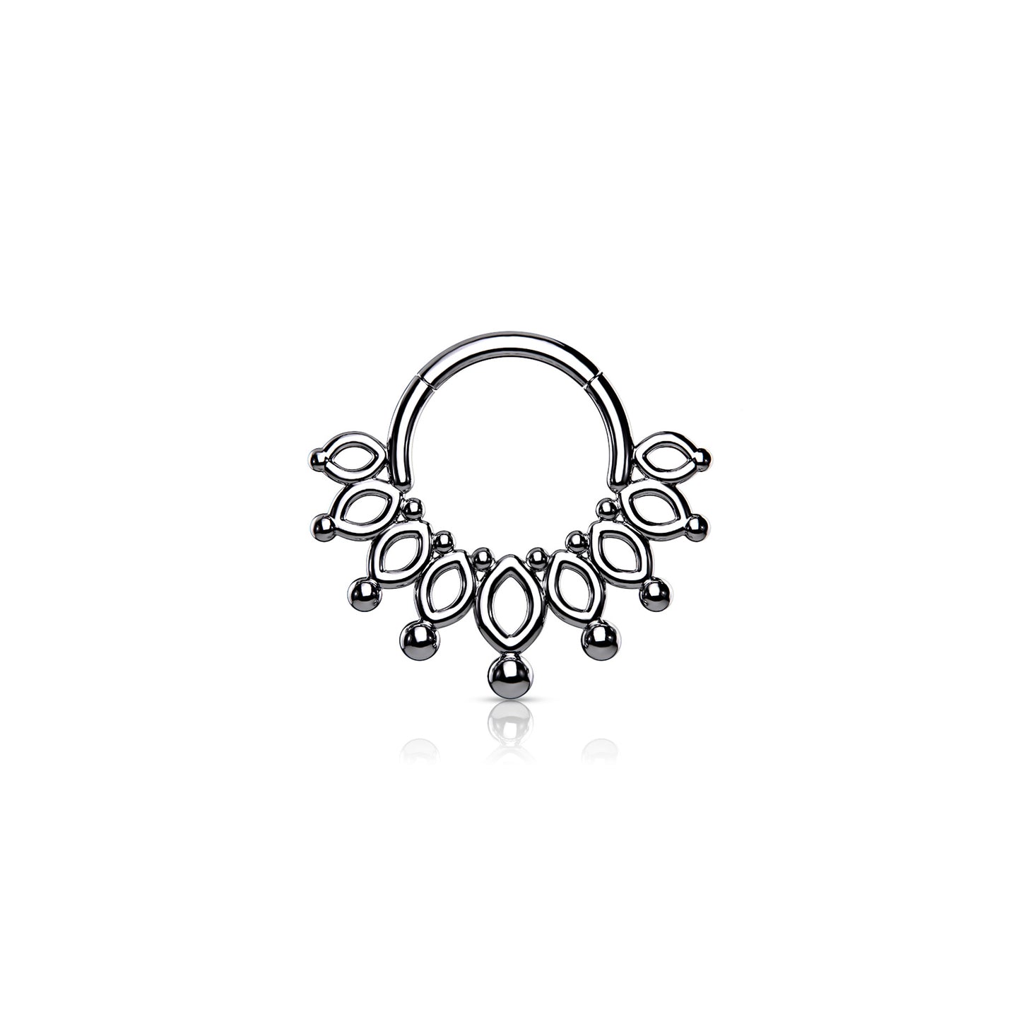 ✨ 16G Beaded End Crown Hinged Clicker Hoop