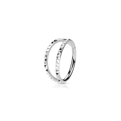✨ Double Lined Pyramid Cuts Hinged Clicker Hoop 16G