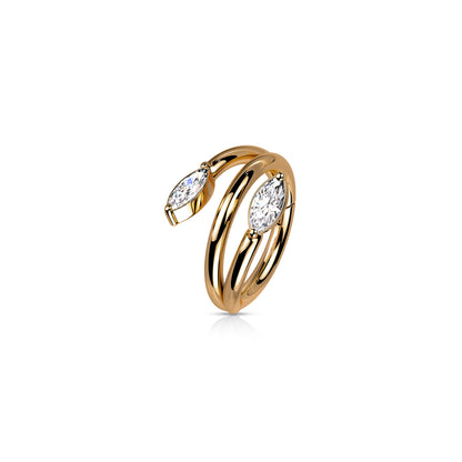 ✨ Double Vine Marquise CZ Hinged Clicker Hoop 16G