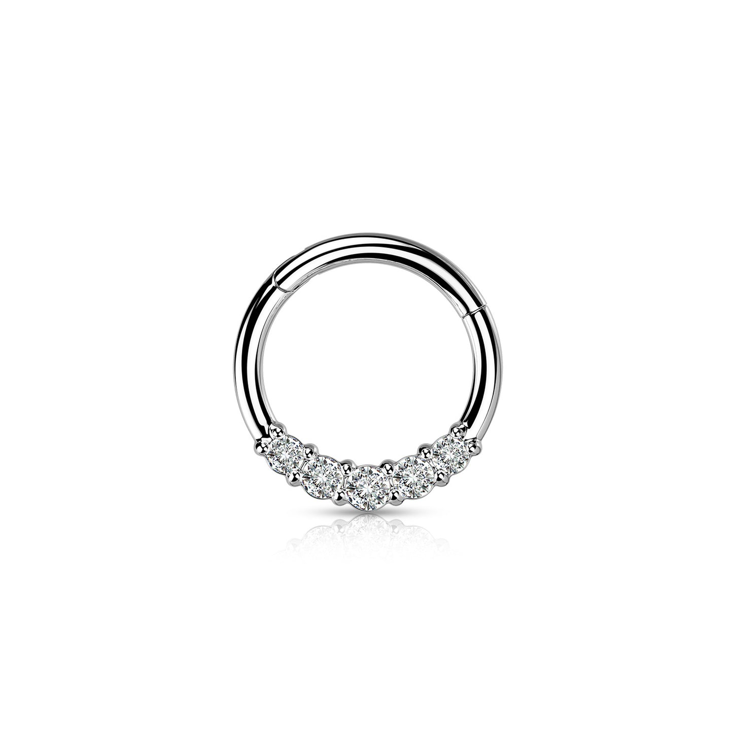 ✨ Hinged Segment 5 CZ Hoop Ring 16G