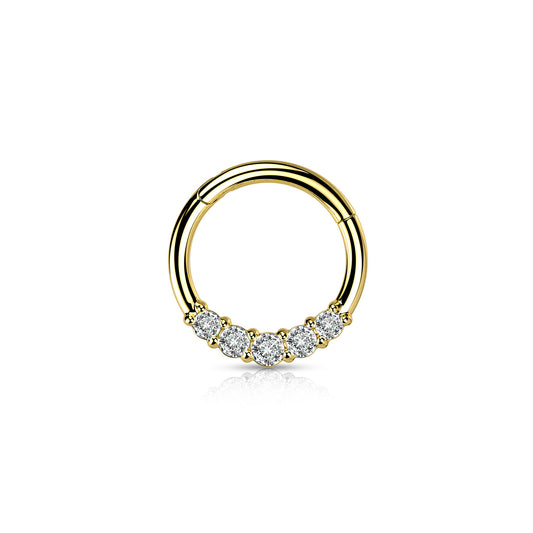 ✨ Hinged Segment 5 CZ Hoop Ring 16G