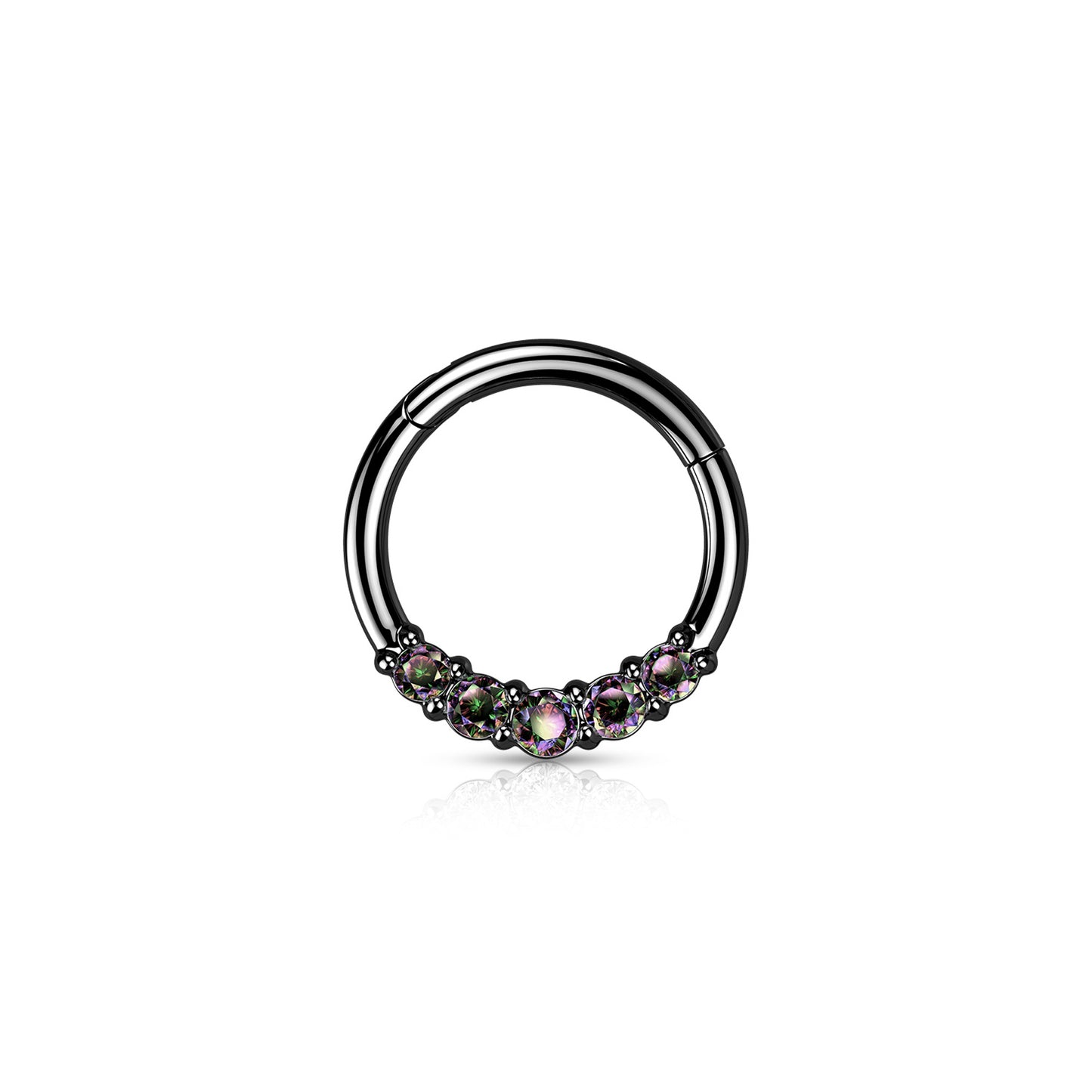 ✨ Hinged Segment 5 CZ Hoop Ring 16G