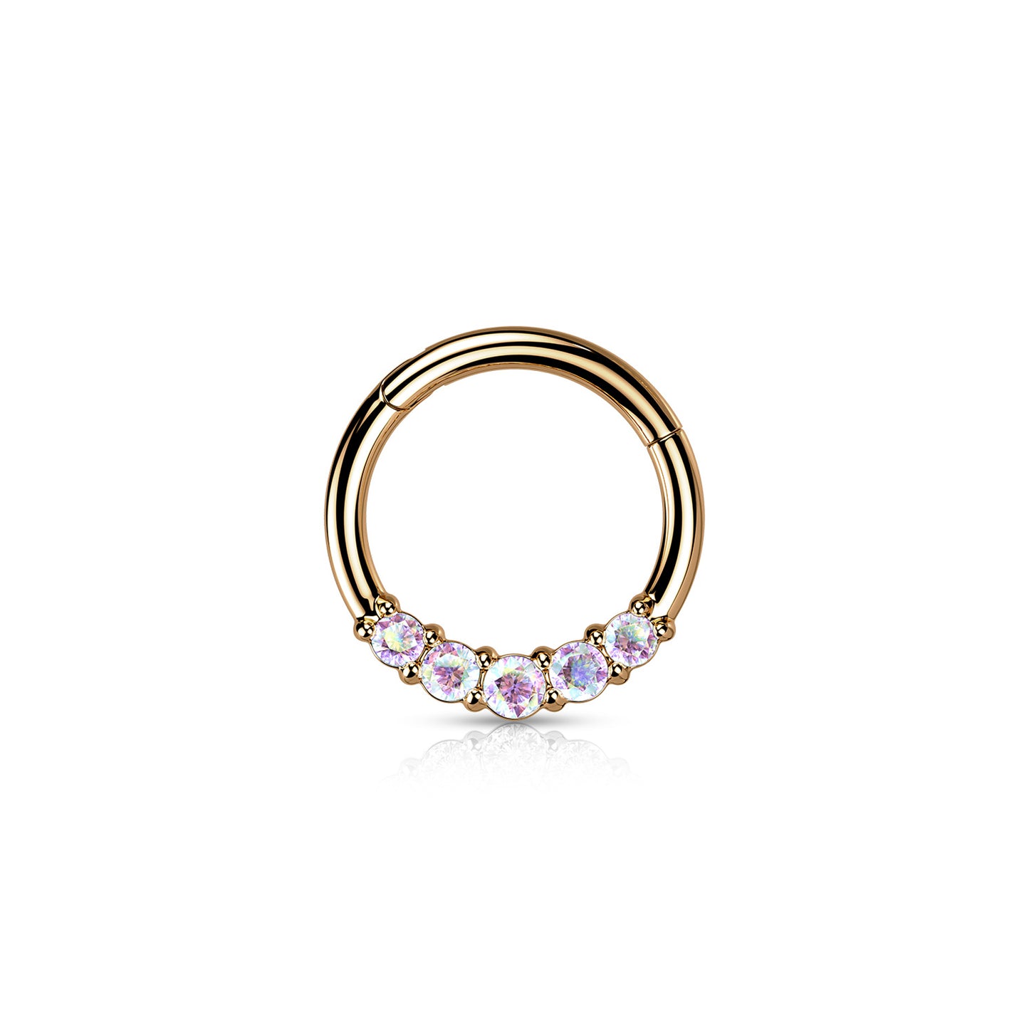 ✨ Hinged Segment 5 CZ Hoop Ring 16G