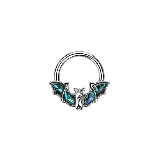 ✨ Bat and Abalone Shell Hinged Clicker Ring