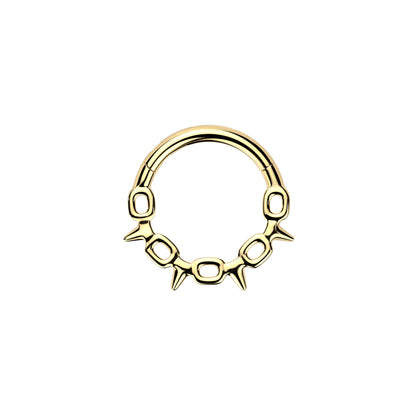 ✨ 316L Surgical Steel Chain Link with Spike Hinged Segment Hoop Clicker Ring 16G 8mm