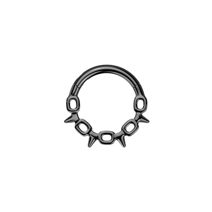 ✨ 316L Surgical Steel Chain Link with Spike Hinged Segment Hoop Clicker Ring 16G 8mm
