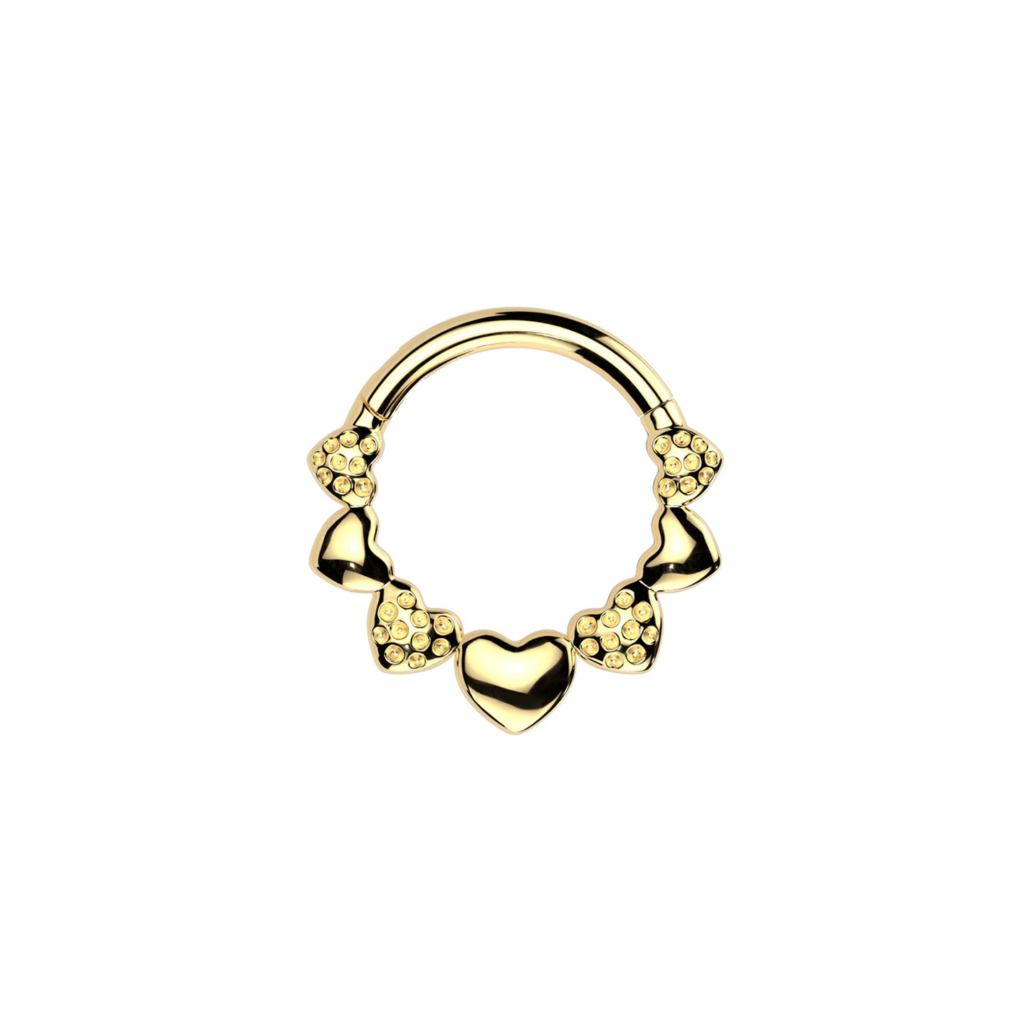 ✨ 316L Surgical Steel Hearts Hinged Segment Hoop Clicker Ring 16G 8mm