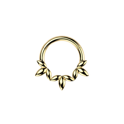 ✨ 316L Surgical Steel Leaf Vine Hinged Segment Hoop Clicker Ring 16G 8mm