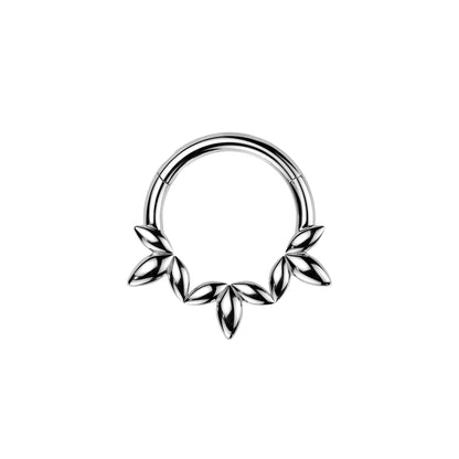✨ 316L Surgical Steel Leaf Vine Hinged Segment Hoop Clicker Ring 16G 8mm
