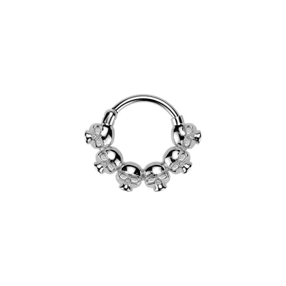 ✨ 316L Surgical Steel Skull Hinged Segment Hoop Clicker Ring 16G
