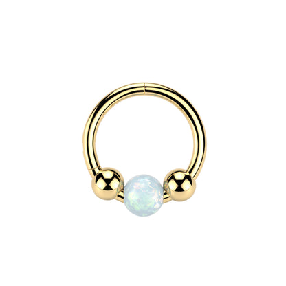 ✨ 18G 316L Surgical Steel Opal Ball Hinged Segment Hoop Ring • Sold as Single