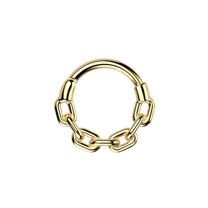 ✨ 16G 316L Surgical Steel Hinged Segment Hoop Ring with Chain Link Design