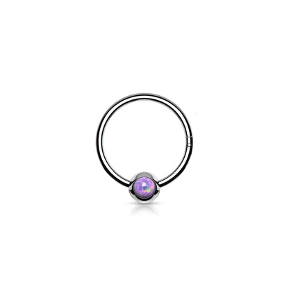 ✨ Hinged Hoop with Opal Ball