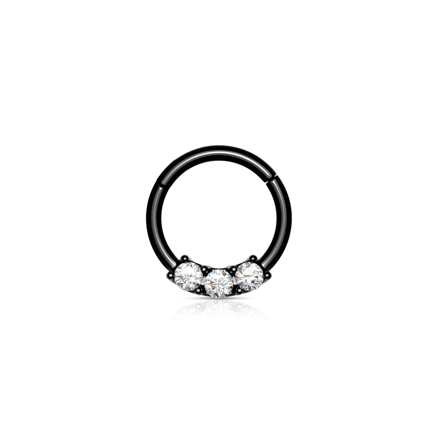 ✨ 16G 8mm Surgical Steel 3-CZ Hinged Clicker Hoop