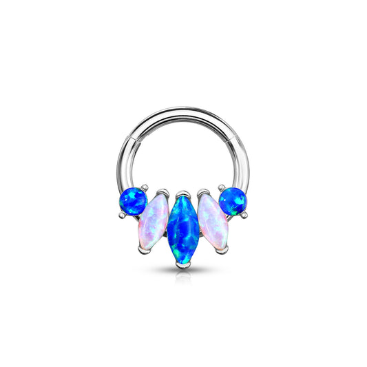 ✨ Marquise Opal Hinged Clicker Hoop 16G 8mm