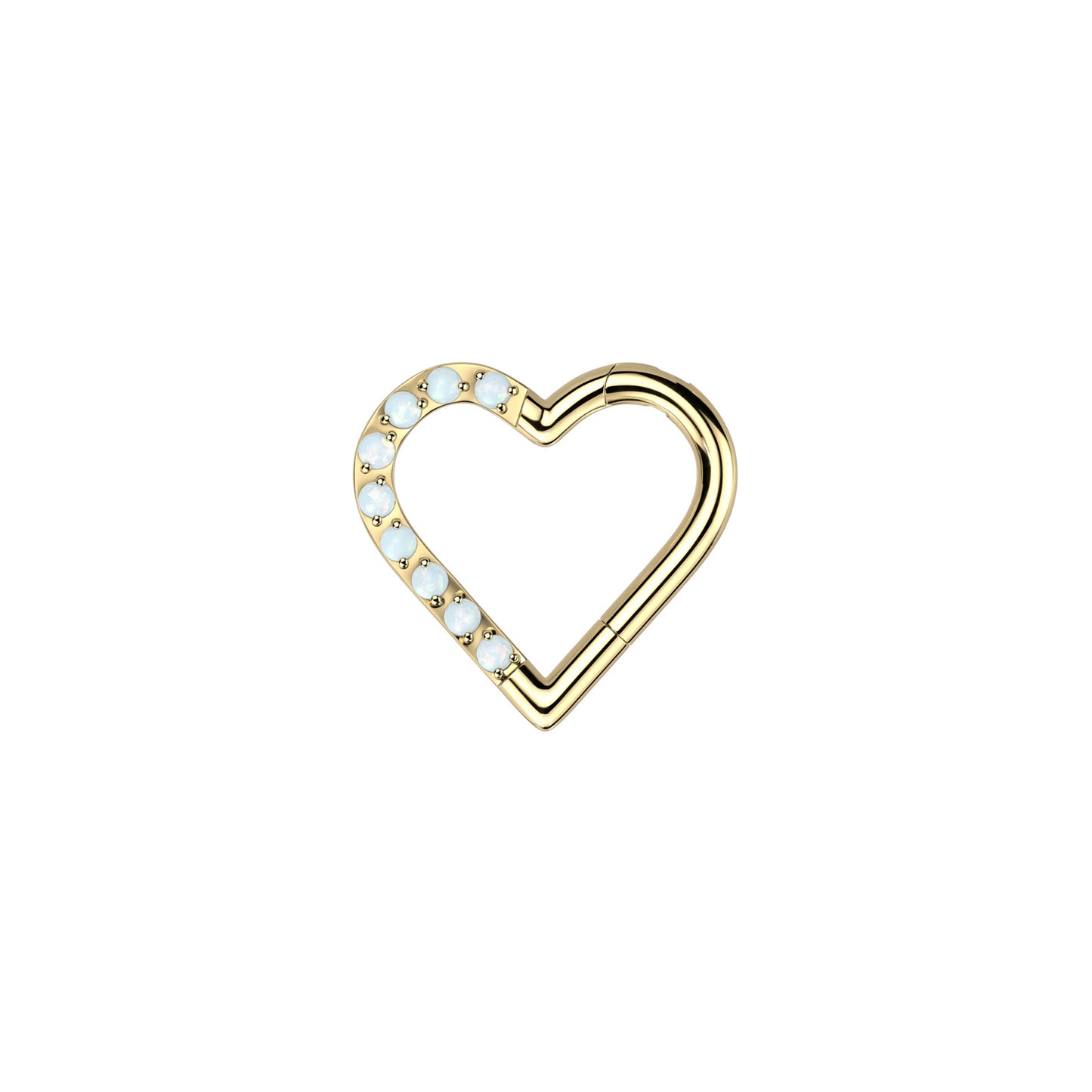 ✨ Titanium Heart with White Opal Hinged Segment Hoop Ring