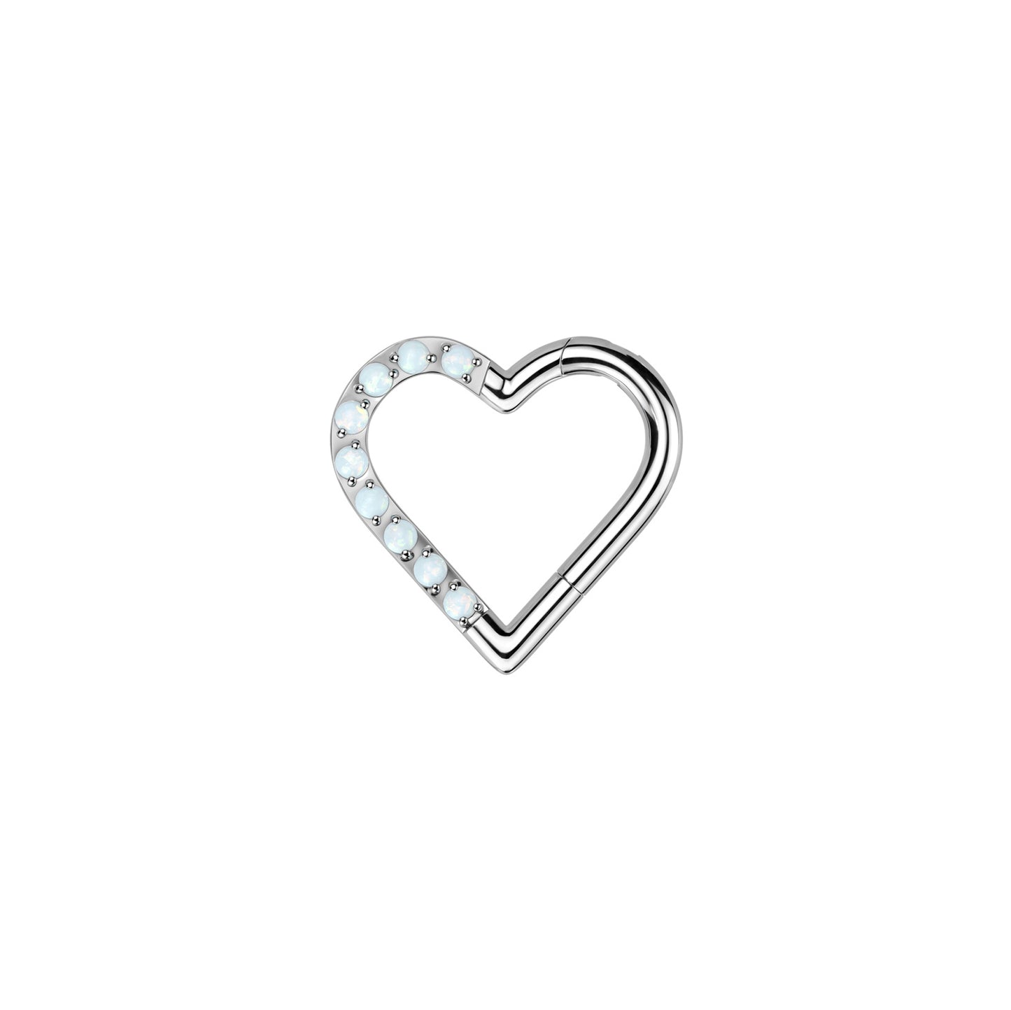 ✨ Titanium Heart with White Opal Hinged Segment Hoop Ring