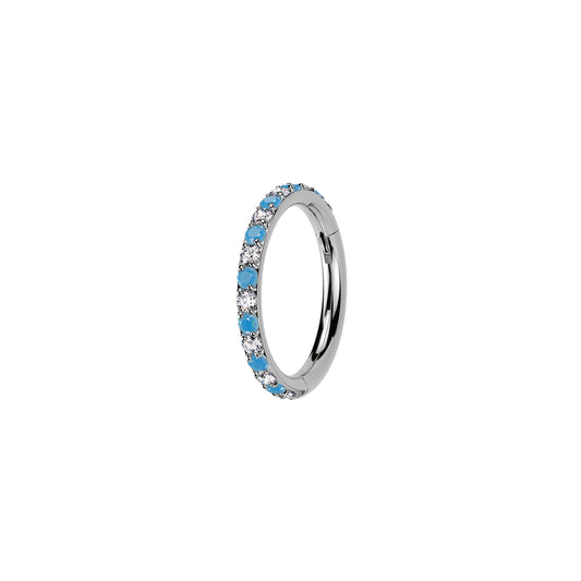 ✨ Titanium CZ Turquoise Hinged Hoop