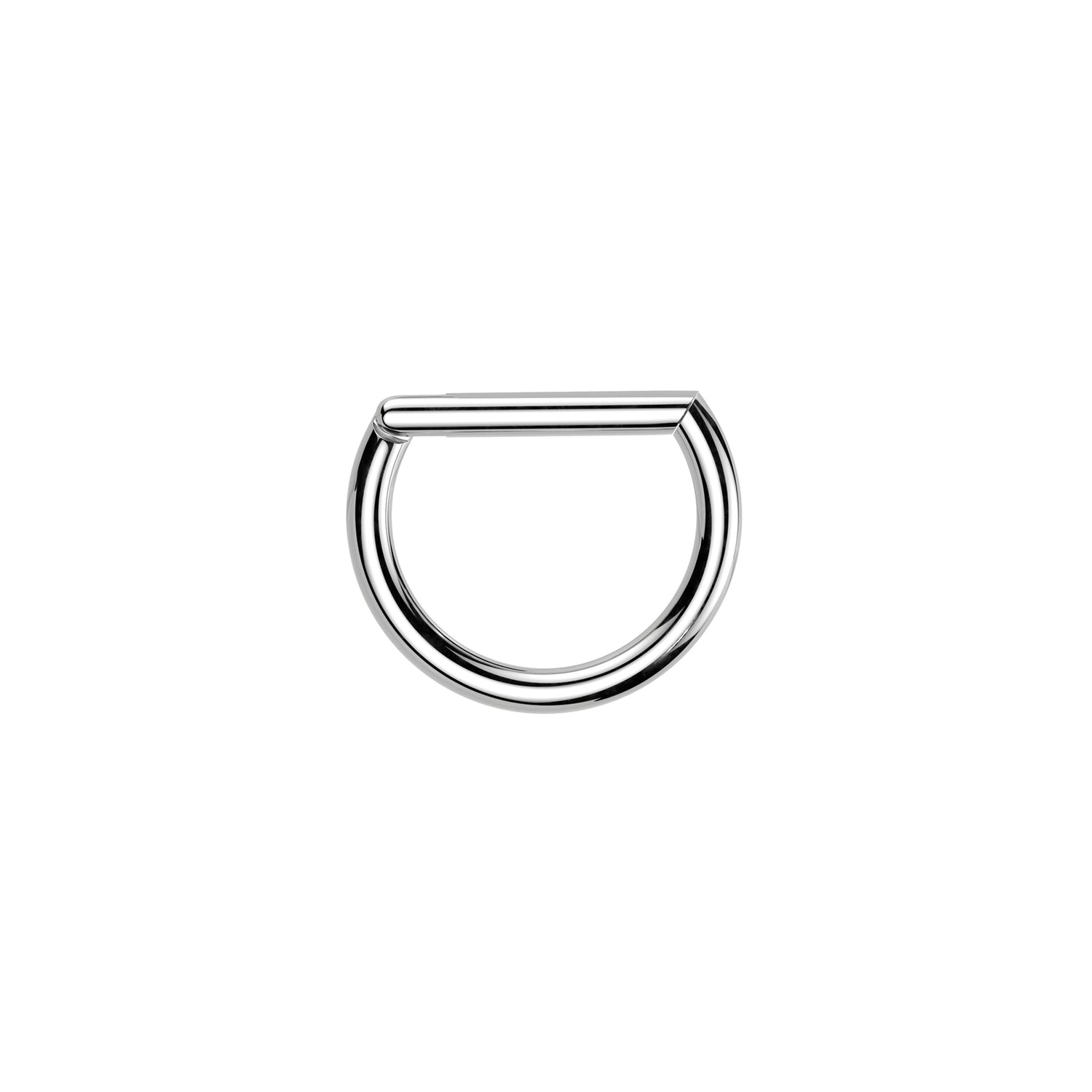 Titanium D-shaped hinged segment hoop 16G for septum daith piercing
