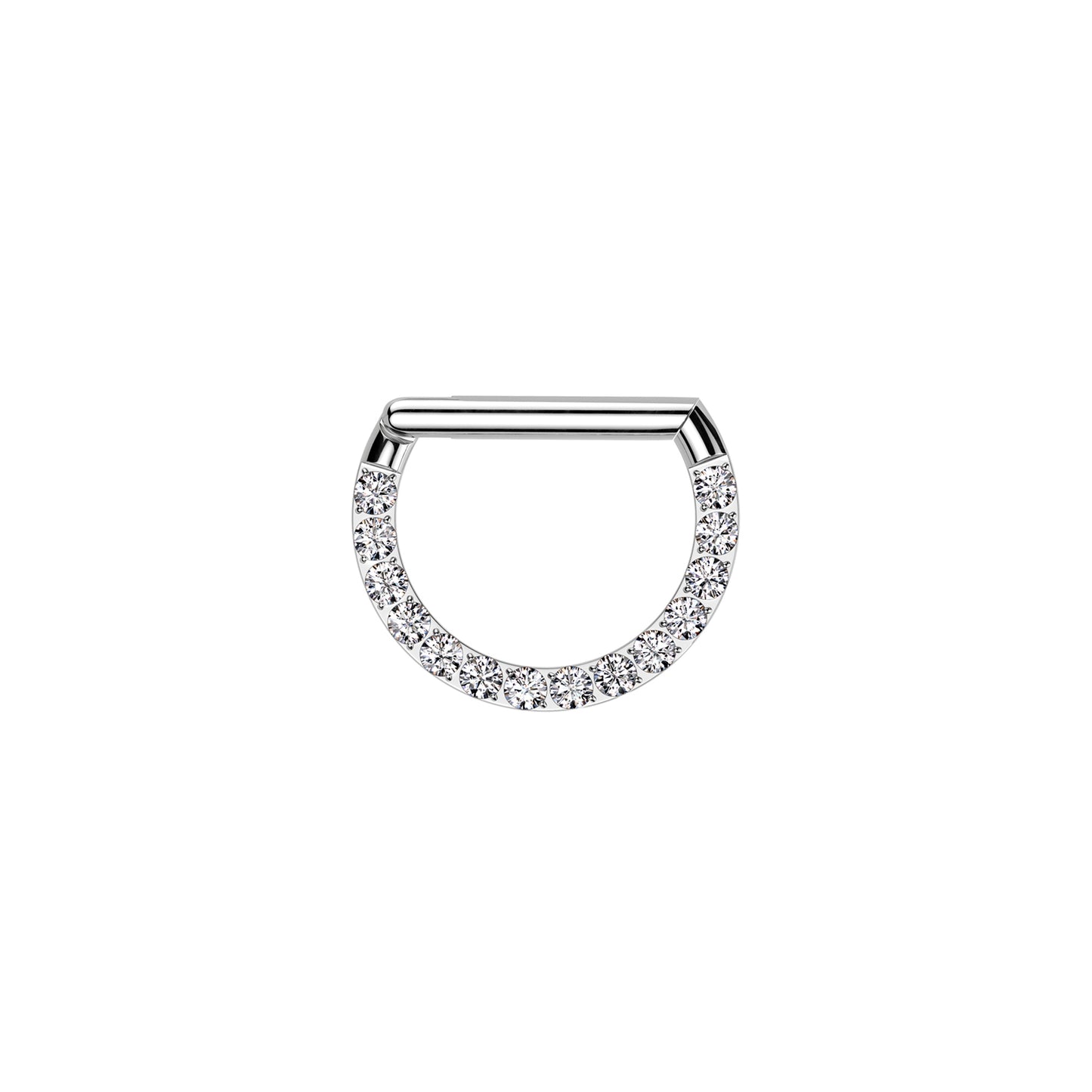 ✨ Titanium D-Shaped Hinged Segment Hoop with Front CZ 16G