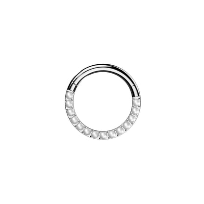 ✨ 16G Titanium Hinged Segment Ring with Pearl Front