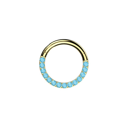 Titanium Turquoise Front Hinged Hoop 16G