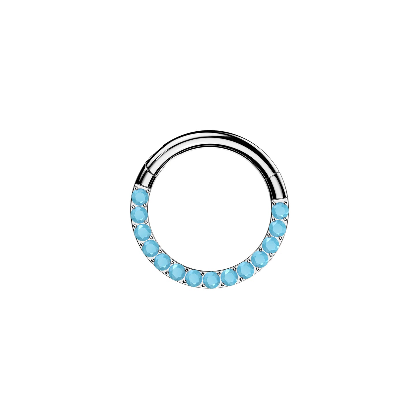 ✨ 16G Titanium Hinged Segment Hoop Ring with Turquoise Front