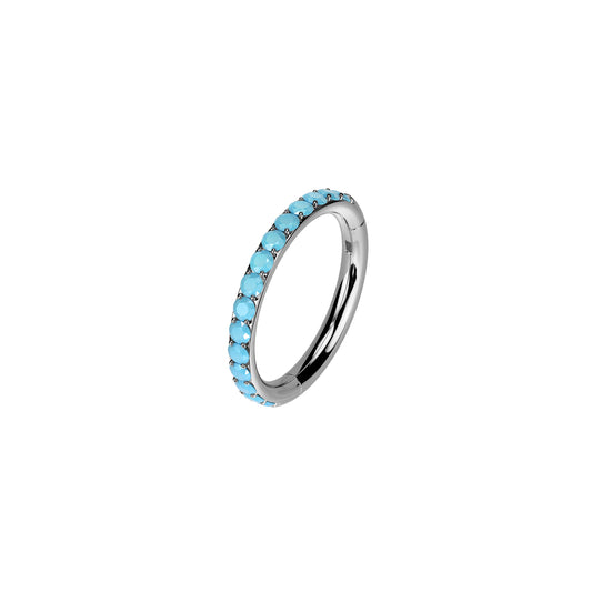 ✨ 16G Titanium Hinged Segment Hoop Ring with Turquoise