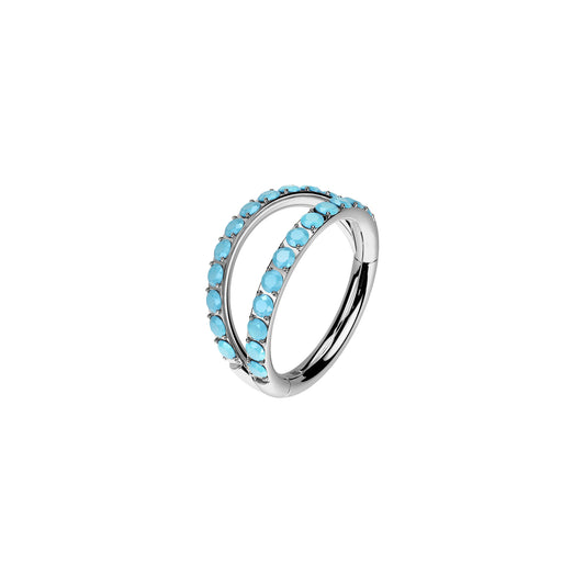 ✨ 16G Titanium Hinged Segment Double Hoop Ring with Turquoise