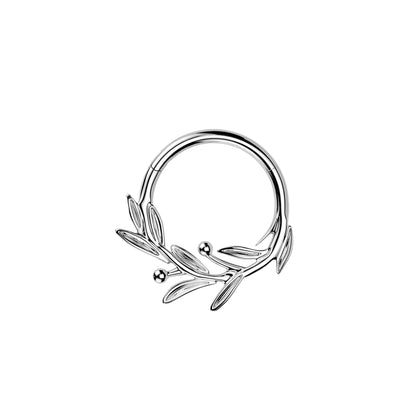 Titanium leaf branch hinged segment hoop ring for daith and septum
